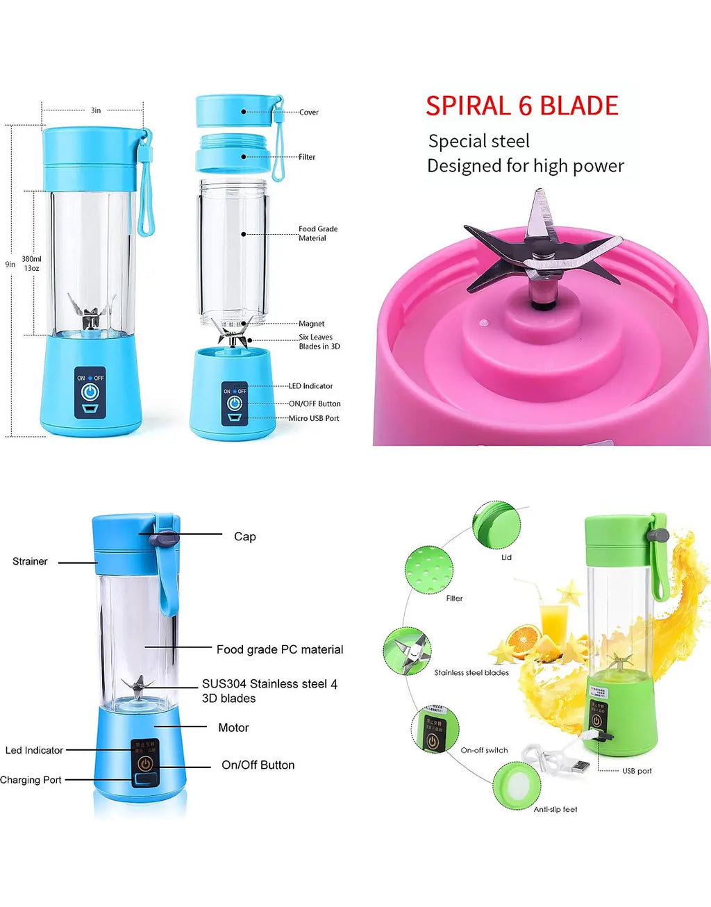 Rechargeable Portable Mini Blender Juicer